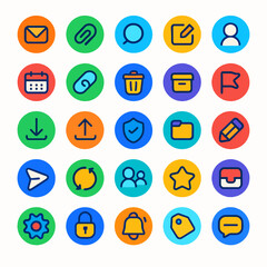Fototapete - Colorful circular icons depicting various web and application interface elements.