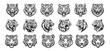 © SMFARHANTANVIR - Tiger head icon set, Set of tiger head, Minimal cat heads, Tiger face icon silhouettes Bundle, Roaring tiger heads