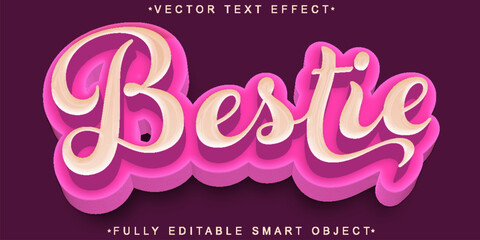 Poster -  Sweet Lovely Bestie Girl Friendship Flower Blossom Style Design Vector Fully Editable Smart Object Text Effect