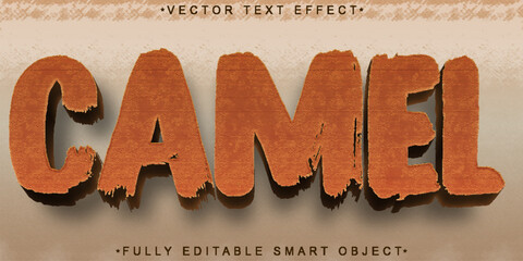Poster -  Desert Camel Oasis Sand Dune Nomad Travel Style Design Vector Fully Editable Smart Object Text Effect