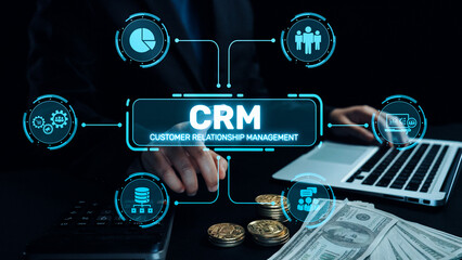 Poster - CRM platforms improve customer relationships through data analysis, CRM communication tools, and automation. CRM systems support customer management, tracking, and CRM relationship success. Elide
