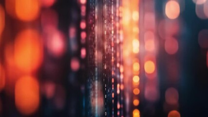 Abstract background with colorful bokeh and digital stream effect