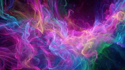Poster - Abstract neon fractal wallpaper with space - Generative Ai