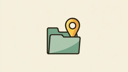 Poster - Arrow in folder icon in location set. Simple glyph, flat illustration element of web, minimalistic theme icons on the background of a light map, no logos, no brands