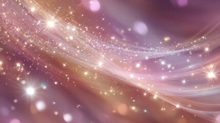 Poster - A pink background with a lot of glittery stars. The stars are scattered all over the background, creating a sense of movement and energy. Scene is one of excitement and joy