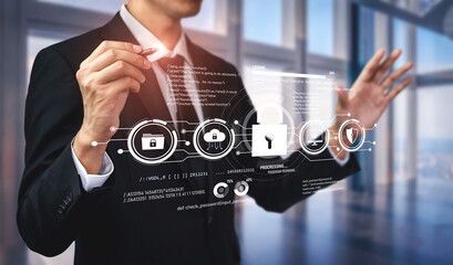Poster - Cyber security protects against breaches, hacks, and network attacks using strong infrastructure and proactive digital defense strategies. Vouch