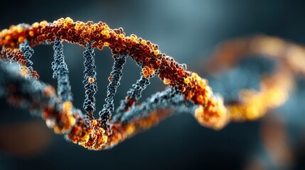 Poster - Intricate design of a DNA double helix is displayed with vivid colors representing the molecules that carry genetic instructions. The structure highlights the beauty of biology at a microscopic level.