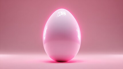 Poster - Glossy egg shape illuminated by soft pink light, reflecting vibr