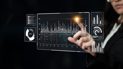 Fototapete - Big data and analytics support real-time insights, predictive modeling, and data-driven decisions for business intelligence and growth. Latch