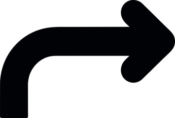Poster - Black Arrow Curving Right A Simple Directional Indicator Minimalist Design Navigation and Wayfinding Symbol Isolated on White