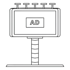 Leinwandbilder - Black and white vector illustration of a billboard with the word A D displayed on a rectangular sign with lights