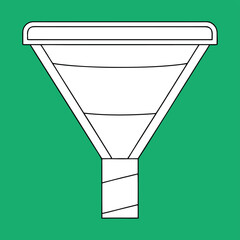 Leinwandbilder - Black and white vector illustration of a funnel on a green background graphic