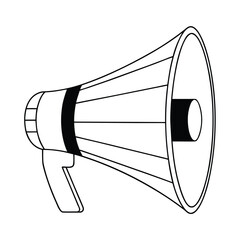 Aufkleber - Black and white vector illustration of a megaphone with black accents and a handle isolated on white background