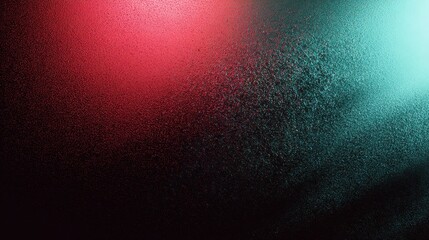 Poster - Abstract grainy gradient background, red teal color shape, black backdrop, noisy texture, dark banner poster header design featuring a bold red blending into cool teal