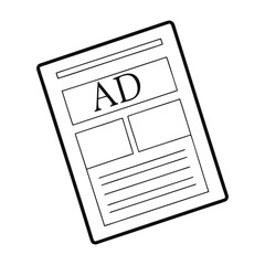 Aufkleber - Black and white vector illustration of an advertisement layout with the letters A D in a headline and blank sections