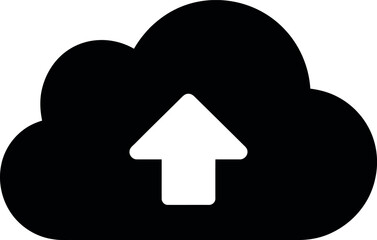 Fototapete - Cloud Upload Icon Data Transfer Symbol Cloud Computing Concept Black Silhouette on White Background Vector Illustration