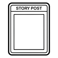 Fototapete - Black and white vector Story Post template with rounded corners and text at the top social media