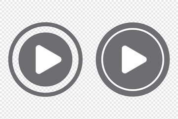 Poster - Play button video icon set transparent background. Video player button icon isolated on play music start audio. 