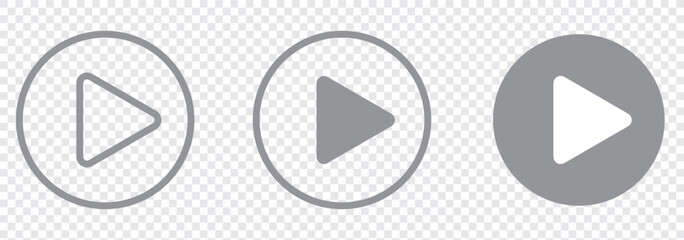 Poster - Play button video icon set transparent background. Video player button icon isolated on play music start audio. 