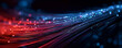 © Nasima Begum - Abstract background with light waves and fiber optic cables, a blue-red gradient, representing the concept of data transfer speed