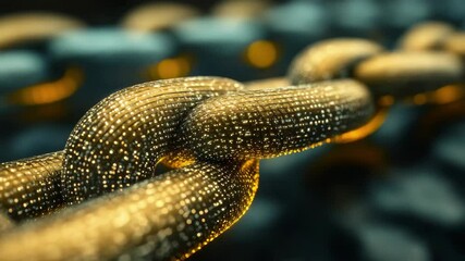 Poster - Blue glowing chains representing digital connectivity and blockchain technology in an abstract setting