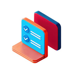 Poster - 3d isometric checklist icon with two completed tasks isolated on transparent background