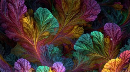 Poster - Imaginatory lush fractal texture generated image abstract background, no logos, no brands
