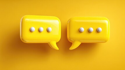 Aufkleber - Two yellow speech bubbles with white dots on them. The bubbles are facing each other and appear to be having a conversation