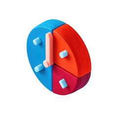 Fototapete - Abstract 3d geometric clock face with colorful segments isolated on transparent background