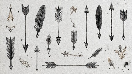 Poster - Hand drawn arrow doodle png cut out element set