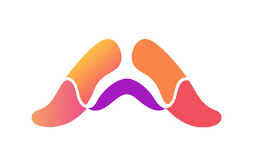 Poster - Abstract gradient shapes forming a stylized letter a on black background