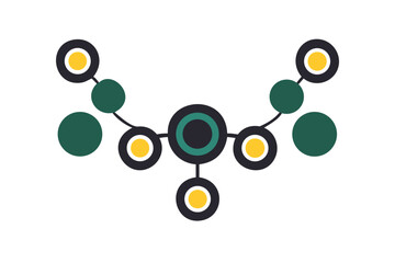 Poster - Abstract geometric network of circles and lines on black background