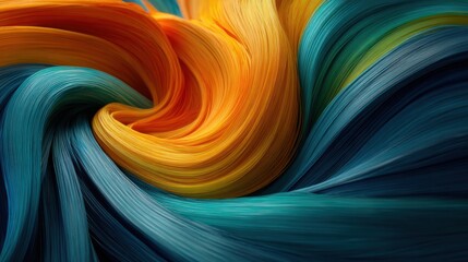Poster - A colorful, swirling piece of fabric with blue, green, and orange colors. The colors are vibrant and the fabric appears to be made of a synthetic material. The image has a sense of movement and energy