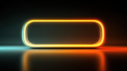 Poster - A glowing rectangular neon light emits bright orange and blue hues in a dimly lit environment. The vivid colors create an engaging atmosphere, highlighting its smooth edges and reflective surface.