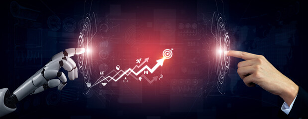 Poster - AI drives business growth by analyzing trends, forecasting outcomes, identifying goals, and guiding decisions to achieve optimal strategic success. Vouch