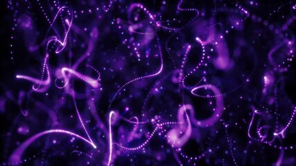 Poster - Abstract glowing purple lines swirling through dark space, creating an energetic digital visual with particles and light trails
