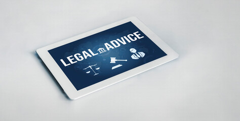 Poster - Smart legal advice website for people searching for brisk law knowledge in digital device screen providing law advice and legal information