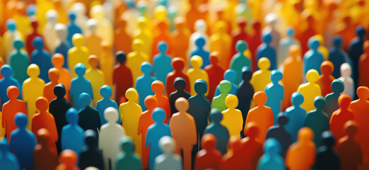 Poster - Diverse Crowd of Colorful Figurines Representing Community and Inclusion.