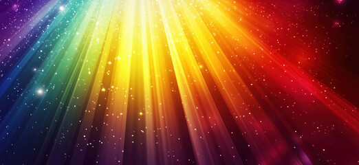 Poster - Colorful light rays with sparkling stars creating a vibrant cosmic background.