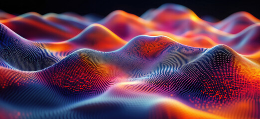 Poster - Colorful abstract 3D landscape with vibrant waves and intricate patterns.