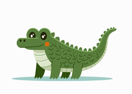 Crocodile, funny doodle vector illustration