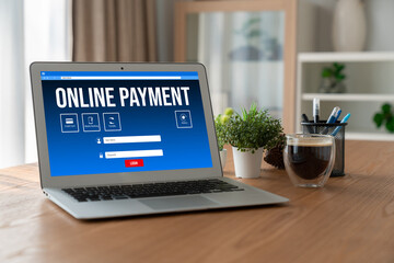 Fototapete - Online payment platform for modish money transfer on the internet netowrk