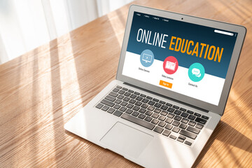 Poster - E-learning website with modish sofware for student to study online on the internet network