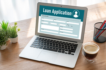 Fototapete - Online loan application form for modish digital information collection on the internet network