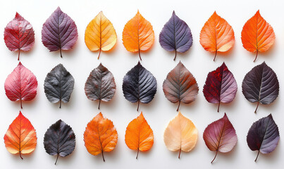 Poster - Colorful autumn leaves arranged in a beautiful pattern showcasing seasonal changes.