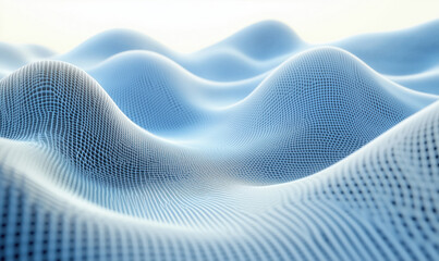 Aufkleber - 3D Blue Wave Surface Mesh Visualization with Smooth Curves and Depth.