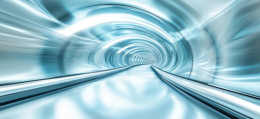 Poster - Futuristic abstract tunnel design with smooth curves and glowing blue tones.