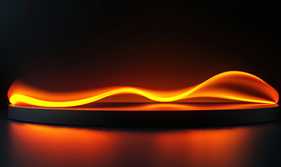 Poster - Glowing orange wave on dark background creating a mesmerizing visual effect.