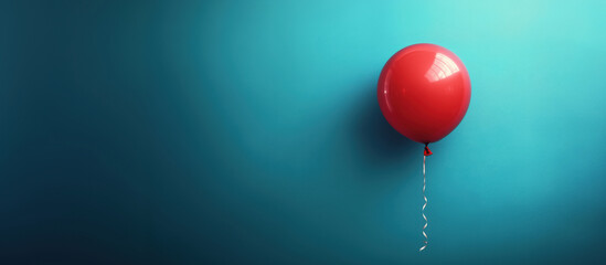 Poster - Red balloon against turquoise background creating a vibrant and cheerful atmosphere.