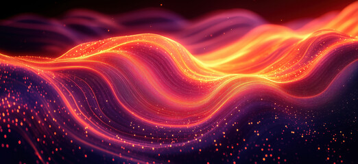 Poster - Abstract glowing waves with vibrant colors and dynamic light patterns.